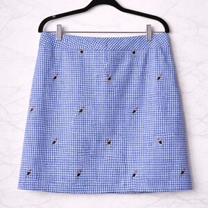 Talbots Blue Gingham Embroidered Toucan Skirt | Size 6 | Preppy Summer Skirt